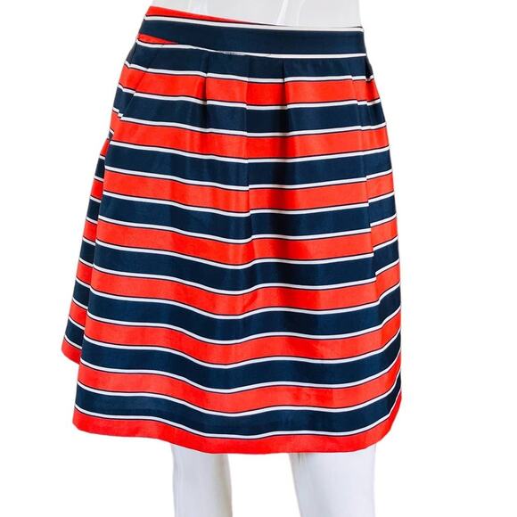 J Crew Striped Orange Navy White Skirt - Picture 2 of 4
